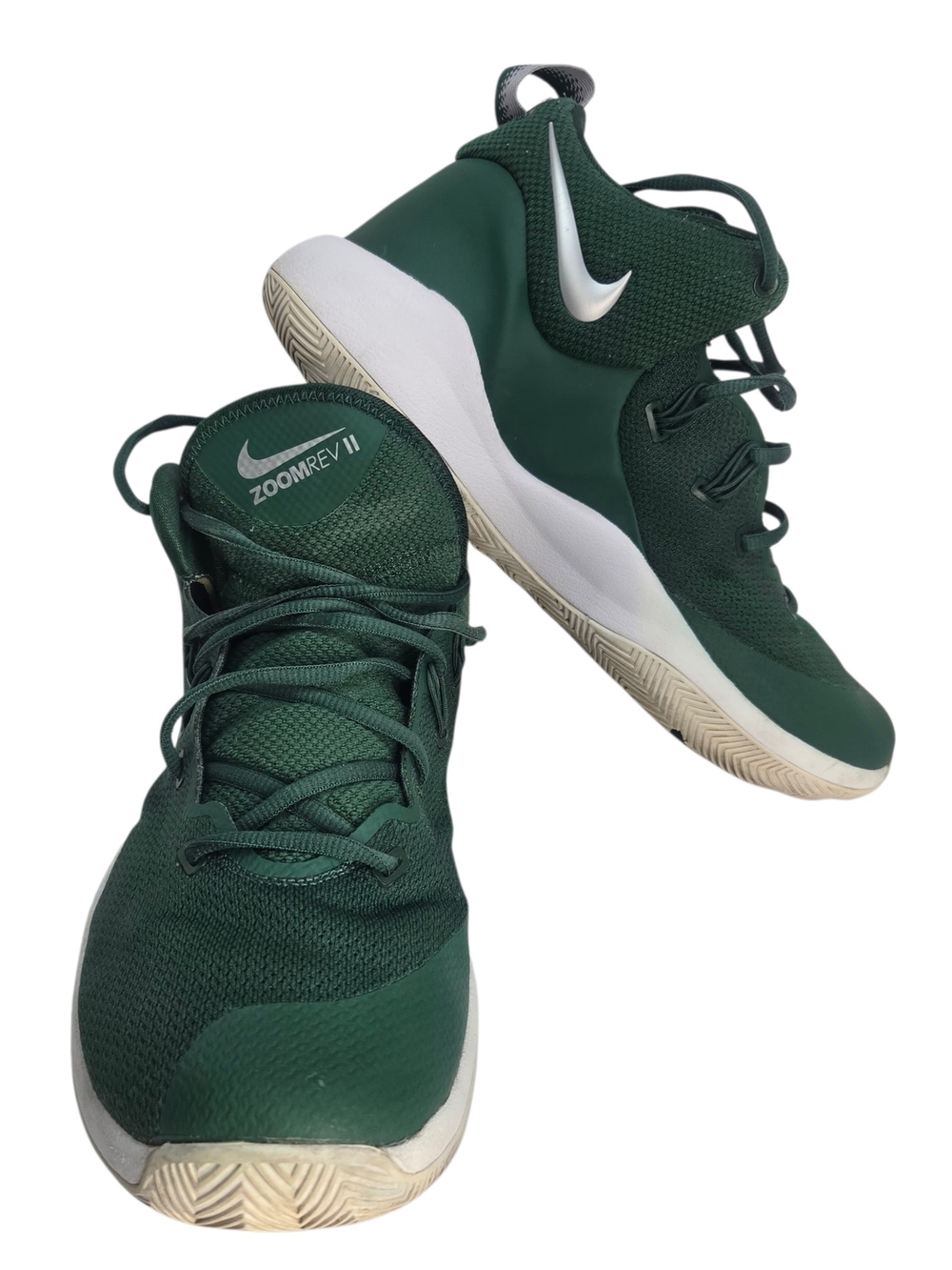 Nike Zoom Rev II Dark Green and White Basketball Shoes.Size 13